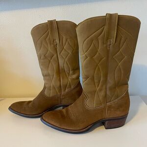 Vintage Brown Suede Cowboy Boots